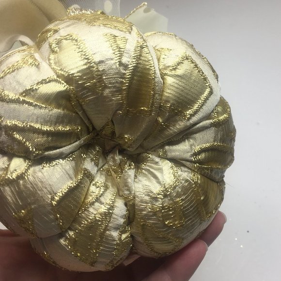Handmade gold geometric patterned  pumpkin. - Picture 6 of 7